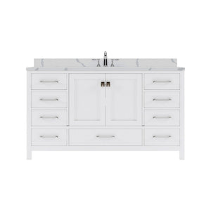 Details of the Virtu USA Caroline Avenue 60" Single Bath Vanity in White with Calacatta Quartz Top and Round Sink | GS-50060-CCRO-WH-NM