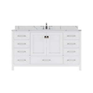 Details of the Virtu USA Caroline Avenue 60" Single Bath Vanity in White with Calacatta Quartz Top and Round Sink | GS-50060-CCRO-WH-NM