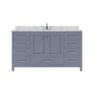 Details of the Virtu USA Caroline Avenue 60" Single Bath Vanity in Gray with Calacatta Quartz Top and Square Sink | GS-50060-CCSQ-GR-NM