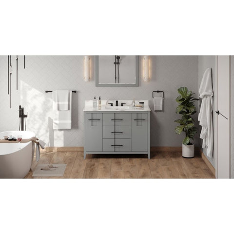 Image of Jeffrey Alexander Katara Modern 48" Grey Single Sink Vanity With Calacatta Vienna Quartz Top | VKITKAT48GRCQR