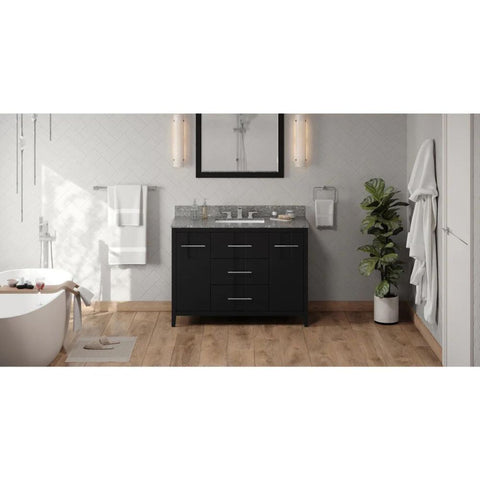 Image of Jeffrey Alexander Katara Modern 48" Black Single Sink Vanity w/ Boulder Cultured Marble Top | VKITKAT48BKBOR