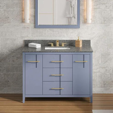Image of Details of the 48" White Katara Vanity, Boulder Cultured Marble Vanity Top, undermount rectangle bowl<span data-mce-fragment="1">&nbsp;by Jeffrey Alexander</span><span data-mce-fragment="1"> | VKITKAT48BSBOR</span>