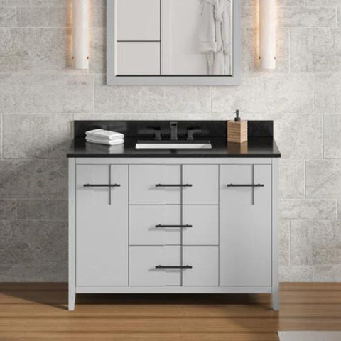 Image of Jeffrey Alexander Katara Modern 48" Grey Single Sink Vanity w/ Black Granite Top | VKITKAT48GRBGR