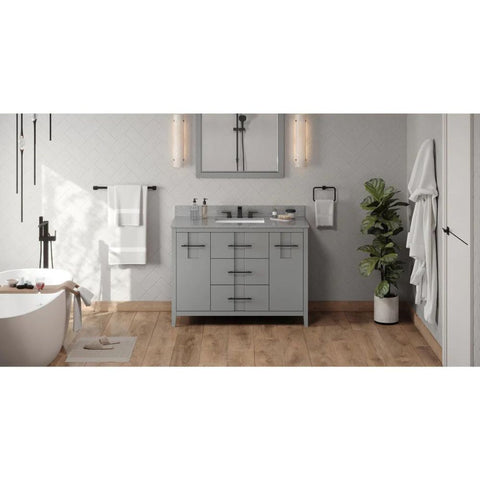 Image of Jeffrey Alexander Katara Modern 48" Grey Single Sink Vanity w/ Steel Grey Cultured Marble Top | VKITKAT48GRSGR
