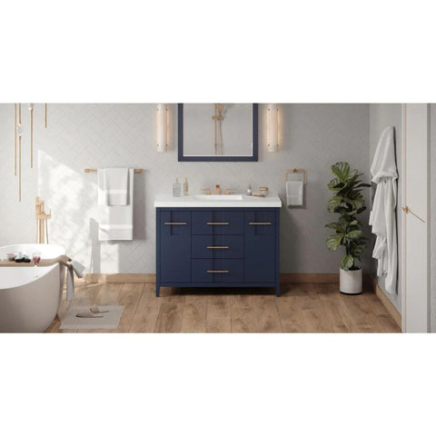 Image of Jeffrey Alexander Katara Modern 48" Hale Blue Single Sink Vanity w/ Lavante Cultured Marble Vessel Top | VKITKAT48BLLAR