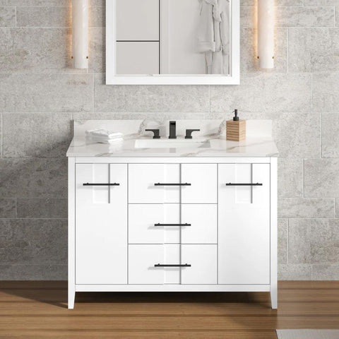 Image of In a world of chaos, the bathroom can be transformed into your utopian Zen space with a Jeffrey Alexander Katara vanity.