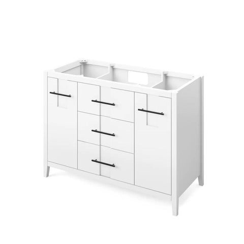 Jeffrey Alexander Katara Modern 48" White Single Sink Vanity w/ Steel Grey Cultured Marble Top | VKITKAT48WHSGR