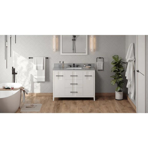 Jeffrey Alexander Katara Modern 48" White Single Sink Vanity w/ Steel Grey Cultured Marble Top | VKITKAT48WHSGR
