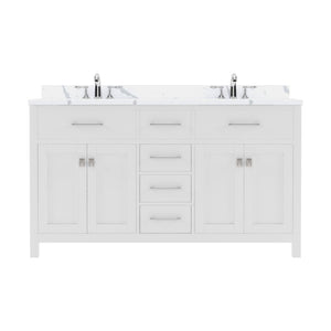Details of the Virtu USA Caroline 60" Double Bath Vanity in White with Calacatta Quartz Top and Round Sinks | MD-2060-CCRO-WH-NM