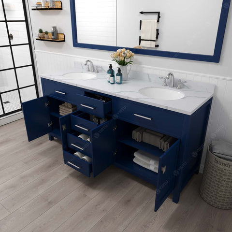 Image of Caroline French Blue 72" Double Round Sink Vanity Set with Polished Chrome Faucets | MD-2072-CCRO-FB-002