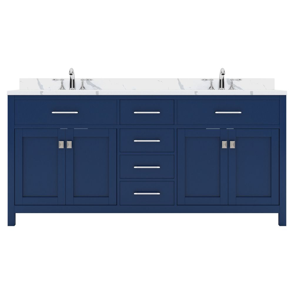 Details of the Virtu USA Caroline 72" Double Bath Vanity in French Blue with Calacatta Quartz Top and Round Sinks | MD-2072-CCRO-FB-NM