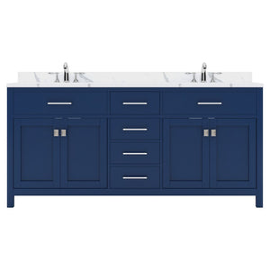 Details of the Virtu USA Caroline 72" Double Bath Vanity in French Blue with Calacatta Quartz Top and Round Sinks | MD-2072-CCRO-FB-NM