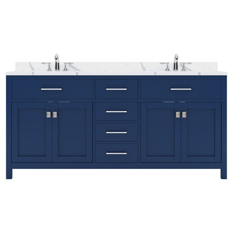 Image of Details of the Virtu USA Caroline 72" Double Bath Vanity in French Blue with Calacatta Quartz Top and Round Sinks | MD-2072-CCRO-FB-NM