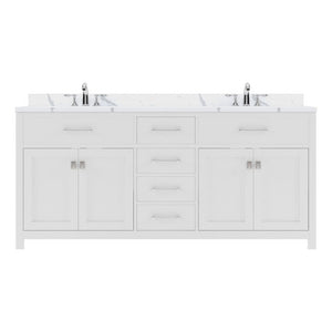 Details of the Virtu USA Caroline 72" Double Bath Vanity in White with Calacatta Quartz Top and Round Sinks | MD-2072-CCRO-WH-NM