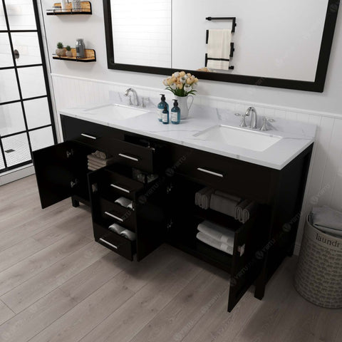 Image of Soft-closing door hinges and drawer glides provide added luxury, safety, and longevity. Each Caroline vanity is handcrafted with a 2" solid wood birch frame built to last a lifetime.