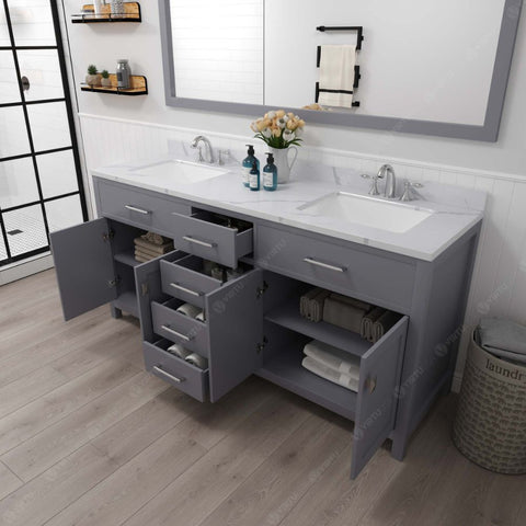 Image of Functional & Versatile - Soft-closing door hinges and drawer glides provide added luxury, safety, and longevity. Each Caroline vanity is handcrafted with a 2" solid wood birch frame built to last a lifetime.