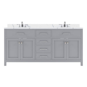Details of the Virtu USA Caroline 72" Double Bath Vanity in Gray with Calacatta Quartz Top and Square Sinks | MD-2072-CCSQ-GR-NM