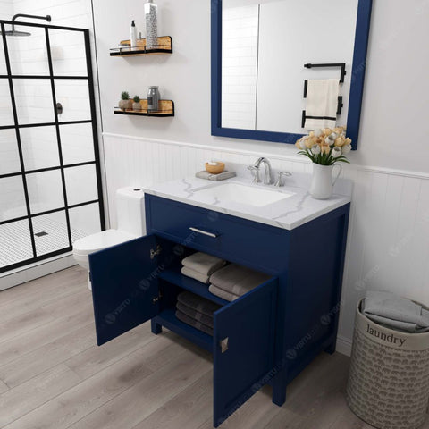 Image of Soft-closing door hinges and drawer glides provide added luxury, safety, and longevity. Each Caroline vanity is handcrafted with a 2" solid wood birch frame built to last a lifetime.