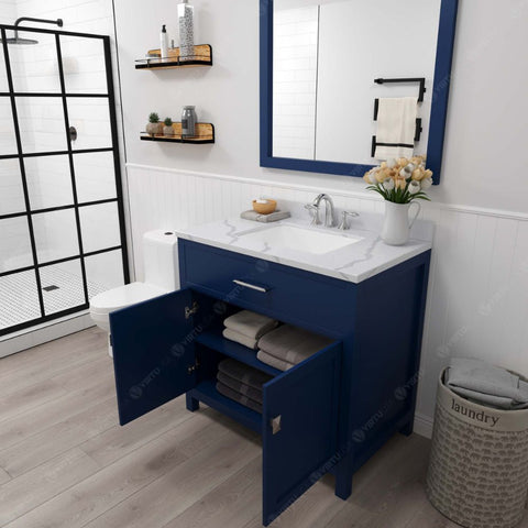 Image of Functional & Versatile - Soft-closing door hinges provide added luxury, safety, and longevity. Each Caroline vanity is handcrafted with a 2" solid wood birch frame built to last a lifetime.