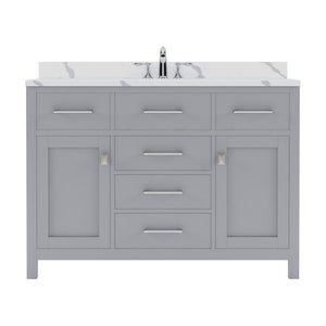 Details of the Caroline 48" Single Bath Vanity in Gray with Calacatta Quartz Top and Round Sink | MS-2048-CCRO-GR-NM