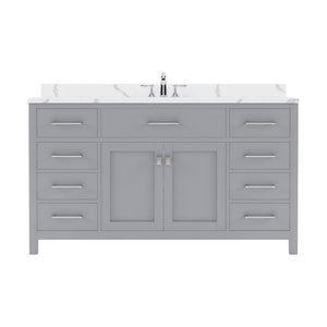 Details of the Caroline 60" Single Bath Vanity in Gray with Calacatta Quartz Top and Round Sink | MS-2060-CCRO-GR-NM