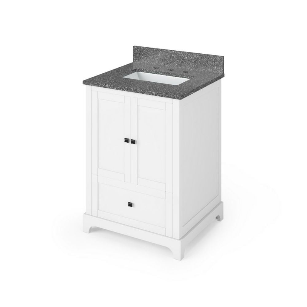 Details of the 24" White Addington Vanity, Boulder Cultured Marble Vanity Top, undermount rectangle bowl by Jeffrey Alexander | VKITADD24WHBOR
