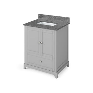 Details of the 30" Grey Addington Vanity, Boulder Cultured Marble Vanity Top, undermount rectangle bowl by Jeffrey Alexander | VKITADD30GRBOR