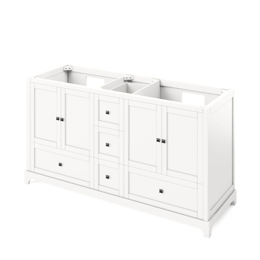 Durable & sealed MDF Construction with full-extension soft-close slides and hinges Three additional drawers in the center for more storage Square knobs included
