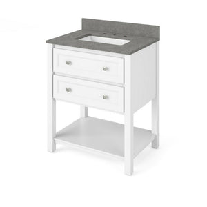 Adler Transitional White 30" Vanity with Steel Grey Cultured Marble Top | VKITADL30WHSGR
