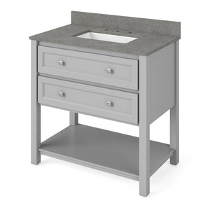 Details of the 36" Grey Adler Vanity, Steel Grey Cultured Marble Vanity Top, undermount rectangle bowl by Jeffrey Alexander | VKITADL36GRSGR