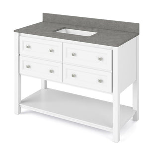 Details of the 48" White Adler Vanity, Steel Grey Cultured Marble Vanity Top, undermount rectangle bowl by Jeffrey Alexander | VKITADL48WHSGR