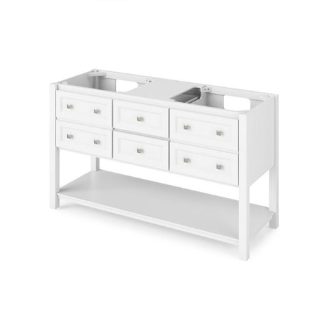 Image of The Adler vanity features an open cabinet, full-extension drawers, and tipout trays to accentuate the bath with storage solutions. 