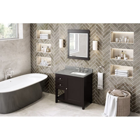 Image of The hardwood Astoria vanity features clean lines and a stepped door profile for a modern look. 