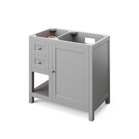 Image of Astoria Transitional Grey 36" Right Offset Vanity with Steel Grey Cultured Marble Top | VKITAST36GRSGR