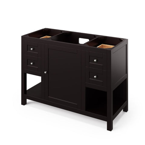 Image of Choice of tops ensures unique look Maximized storage with two pairs of dovetail drawers, open shelves, and dovetail rollout drawer Round knobs included Full-extension soft-close slides and hinges