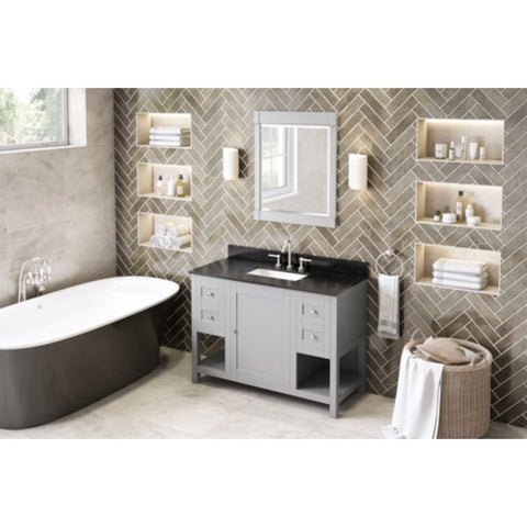 Image of Astoria Transitional Grey 48" Rectangle Sink Vanity with Black Granite Top | VKITAST48GRBGR