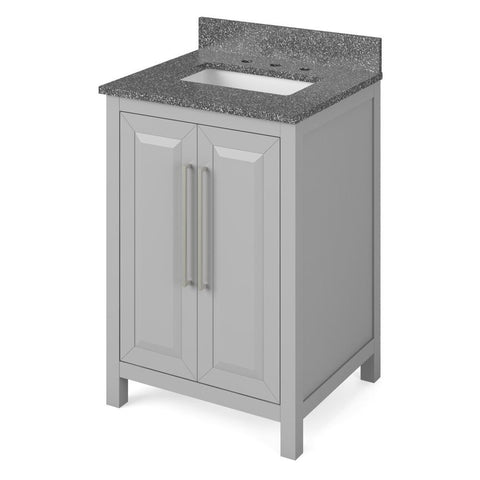 Image of Details of the 24" Grey Cade Vanity, Boulder Cultured Marble Vanity Top, undermount rectangle bowl by Jeffrey Alexander | VKITCAD24GRBOR