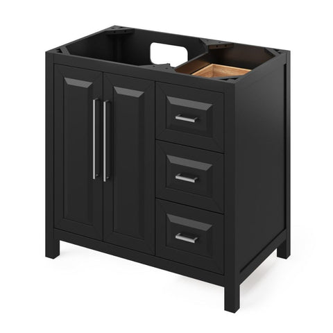 Image of Choice of tops ensures unique look Storage provided by three offset drawers, dovetail rollout drawer and adjustable shelf Square pulls included Full-extension concealed soft-close undermount slides and hinges