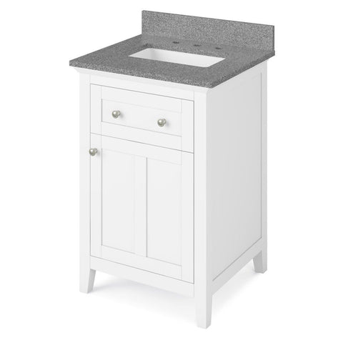Image of Details of the 24" White Chatham Vanity, Boulder Cultured Marble Vanity Top, undermount rectangle bowl by Jeffrey Alexander | VKITCHA24WHSGR