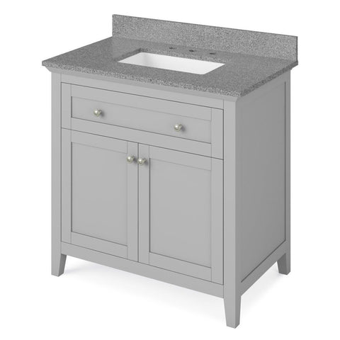 Image of Chatham Transitional Grey 36" Vanity with Steel Grey Cultured Marble Top | VKITCHA36GRSGR