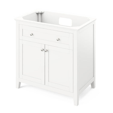 Image of Chatham Transitional White 36" Vanity with Steel Grey Cultured Marble Top | VKITCHA36WHSGR