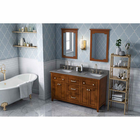 Chatham Transitional Chocolate 60" Double Sink Vanity with Boulder Cultured Marble Top | VKITCHA60CHBOR