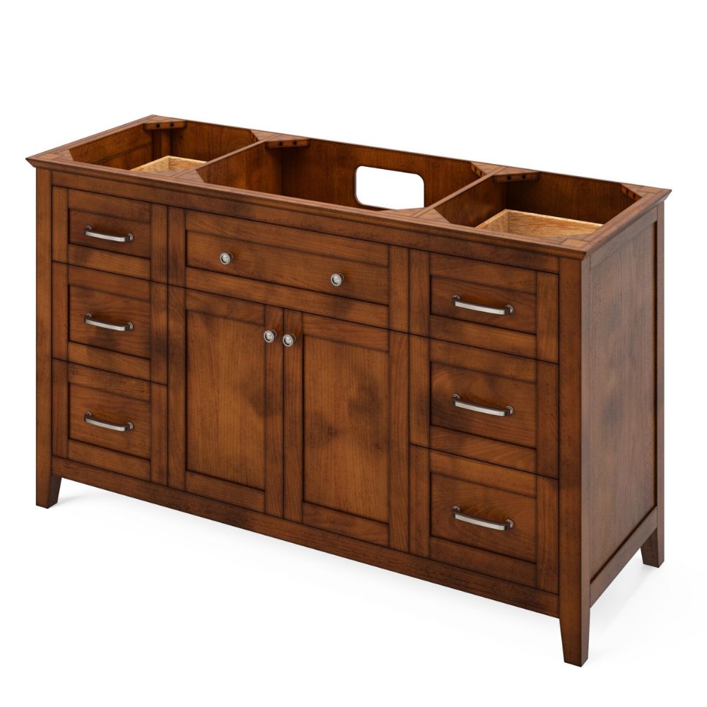 Chatham Transitional 60" Chocolate Single Rectangle Sink Vanity, Bould