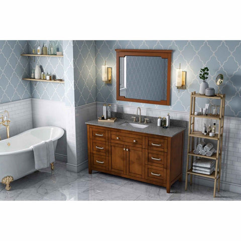 Image of Chatham Transitional 60" Chocolate Single Rectangle Sink Vanity, Boulder Cultured Marble Top | VKITCHA60SCHBOR