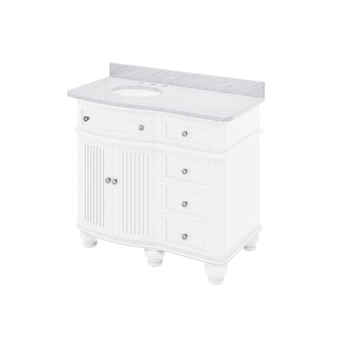 Image of Compton Traditional White 48" Vanity with White Carrara Marble Top | VKITCOM48WHWCO