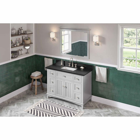 Image of Savino Transitional Grey 48" Rectangle Sink Vanity with Black Granite Top | VKITSAV48GRBGR