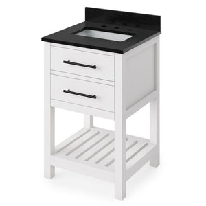 Wavecrest Contemporary White 24" Rectangle Sink Vanity with Black Granite Top | VKITWAV24WHBGR
