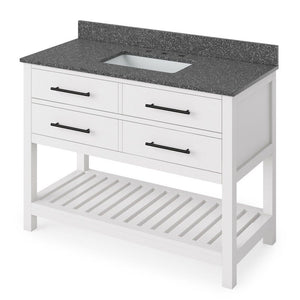 Wavecrest Contemporary White 48" Rectangle Sink Vanity with Boulder Cultured Marble Top | VKITWAV48WHBOR