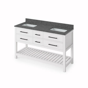 Details of the Wavecrest Contemporary White 60" Double Rectangle Sink Vanity, Boulder Cultured Marble Top by Jeffrey Alexander | VKITWAV60WHSGR