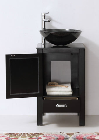 Image of 18.5" BLACK COLOR WOOD SINK VANITY WITH GLASS TOP-NO FAUCET WH5518-B